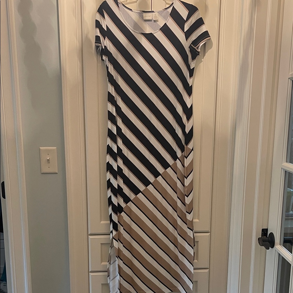 Chic Asymmetrical Striped Dress